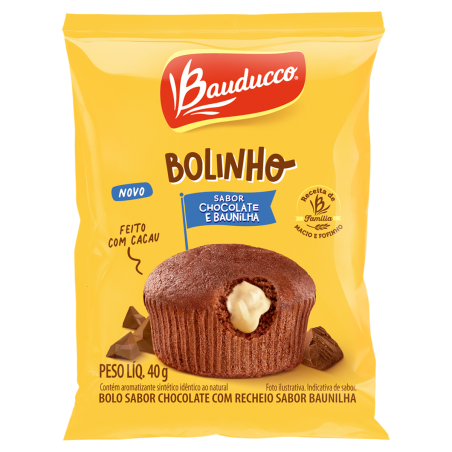 BOLINHO CHOCOLATE RECHEIO BAUNILHA BAUDUCCO PACOTE 40G