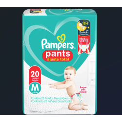 FRALDA DESCARTÁVEL INFANTIL PANTS PAMPERS AJUSTE TOTAL M PACOTE 20 UNIDADES