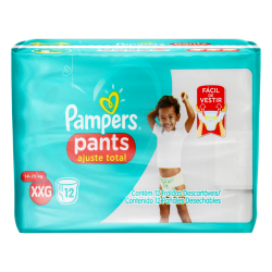 FRALDA DESCARTÁVEL INFANTIL PANTS PAMPERS AJUSTE TOTAL XXG PACOTE 12 UNIDADES