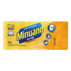 SABÃO BARRA GLICERINADO MULTIUSO NEUTRO MINUANO PACOTE 900G 5 UNIDADES