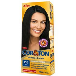 KIT COLORAÇÃO CREME COR 2.0 PRETO NIELY COR&TON
