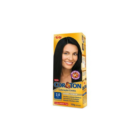 KIT COLORAÇÃO CREME COR 2.0 PRETO NIELY COR&TON