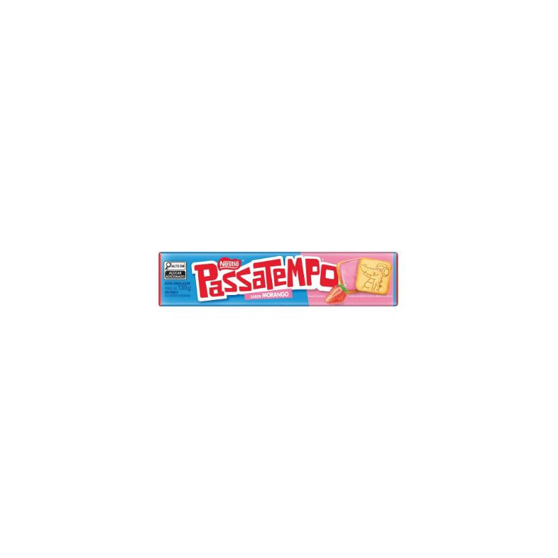 BISCOITO RECHEIO MORANGO PASSATEMPO PACOTE 130G