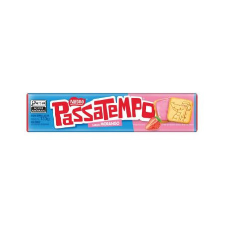 BISCOITO RECHEIO MORANGO PASSATEMPO PACOTE 130G