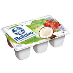 BEBIDA LÁCTEA FERMENTADA MORANGO + COCO BATAVO BANDEJA 510G 6 UNIDADES