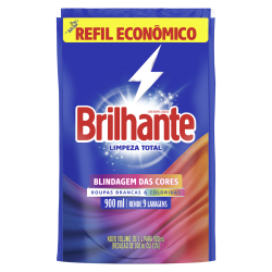 LAVA-ROUPAS LÍQUIDO ROUPAS BRANCAS E COLORIDAS BRILHANTE LIMPEZA TOTAL SACHÊ 900ML REFIL ECONÔMICO