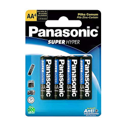PILHA COMUM PEQUENA AA COM 4 UNIDADES PANASONIC