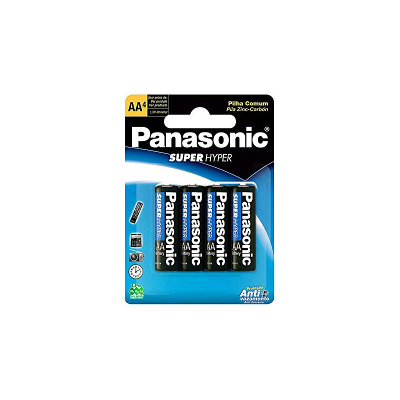 PILHA COMUM PEQUENA AA COM 4 UNIDADES PANASONIC