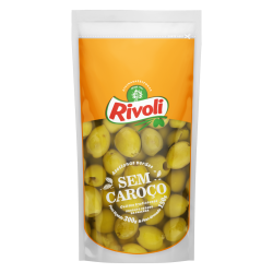 AZEITONA VERDE EM CONSERVA SEM CAROÇO RIVOLI SACHÊ 150G