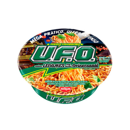 MACARRÃO INSTANTÂNEO YAKISSOBA LEGUMES COM MOLHO ORIENTAL NISSIN U.F.O. BANDEJA 95G