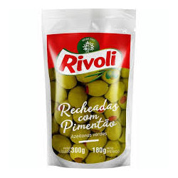 AZEITONA VERDE EM CONSERVA RECHEIO PIMENTÃO RIVOLI SACHÊ 180G