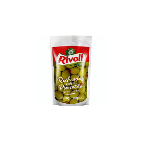 AZEITONA VERDE EM CONSERVA RECHEIO PIMENTÃO RIVOLI SACHÊ 180G
