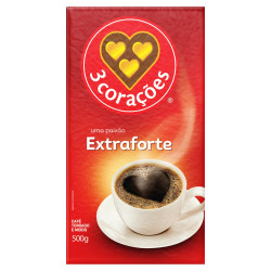 CAFÉ TORRADO E MOÍDO A VÁCUO EXTRAFORTE 3 CORAÇÕES PACOTE 500G