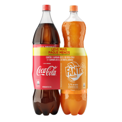 KIT REFRIGERANTE MENOS AÇÚCAR COCA-COLA ORIGINAL + FANTA LARANJA 2L CADA LEVE MAIS PAGUE MENOS