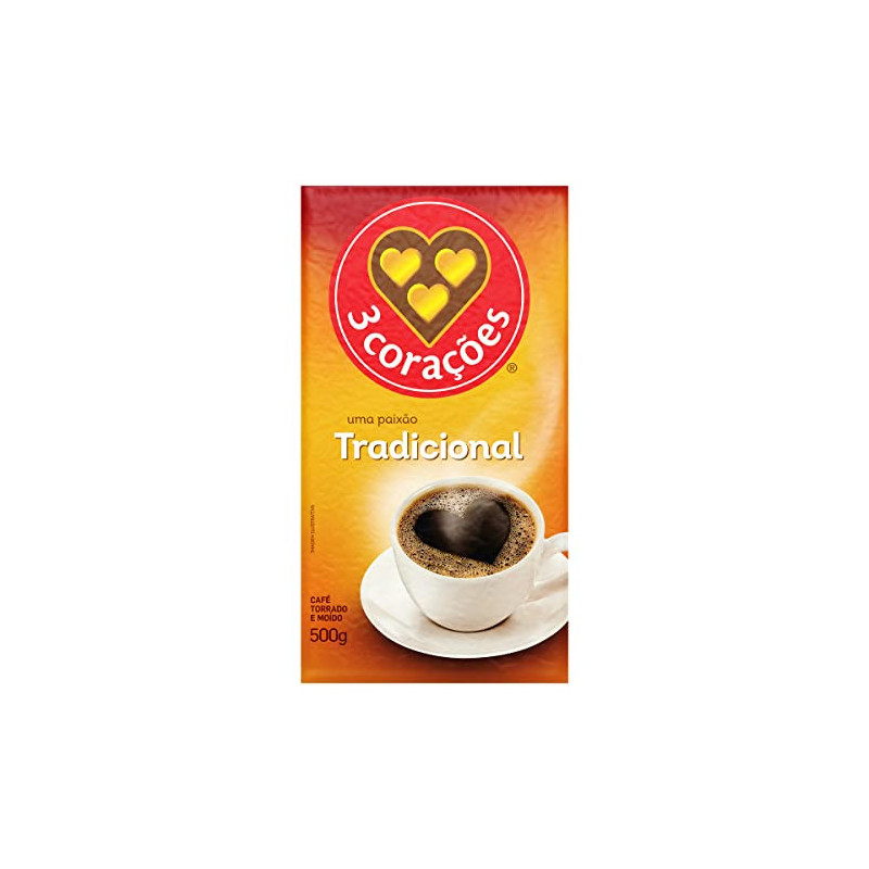 CAFÉ TORRADO E MOÍDO A VÁCUO TRADICIONAL 3 CORAÇÕES PACOTE 500G
