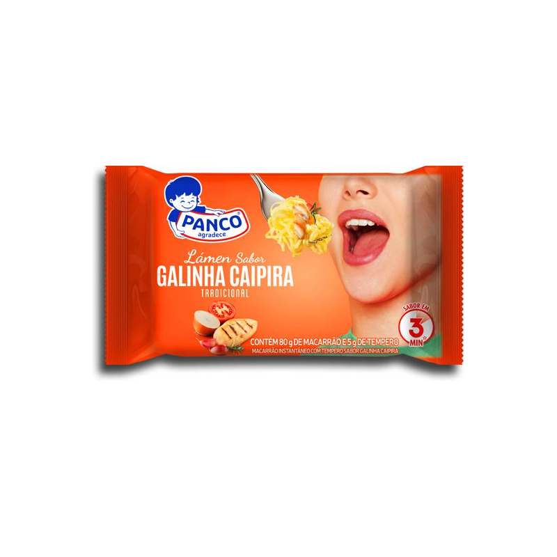MACARRÃO INSTANTÂNEO LÁMEN GALINHA CAIPIRA PANCO PACOTE 85G