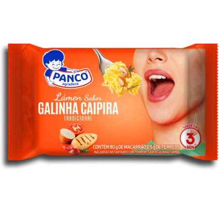 MACARRÃO INSTANTÂNEO LÁMEN GALINHA CAIPIRA PANCO PACOTE 85G