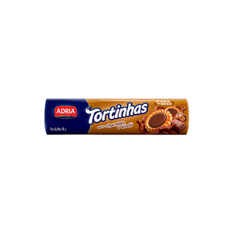 BISCOITO RECHEIO CHOCOLATE E AVELÃ ADRIA TORTINHAS PACOTE 140