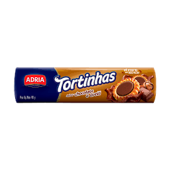 BISCOITO RECHEIO CHOCOLATE E AVELÃ ADRIA TORTINHAS PACOTE 140