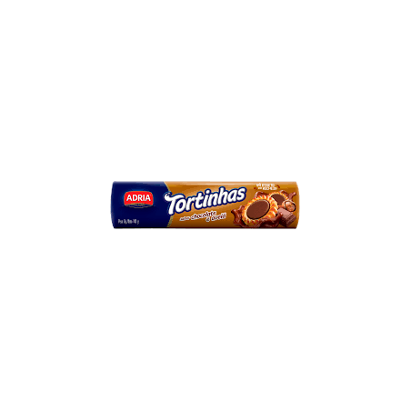 BISCOITO RECHEIO CHOCOLATE E AVELÃ ADRIA TORTINHAS PACOTE 140