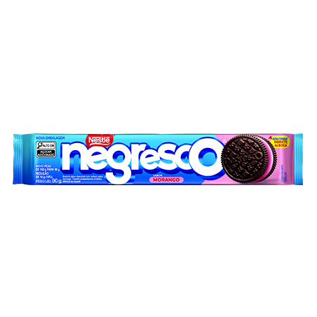 BISCOITO CHOCOLATE RECHEIO MORANGO NEGRESCO PACOTE 90G