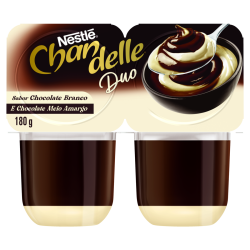 SOBREMESA LÁCTEA CHOCOLATE BRANCO E MEIO AMARGO CHANDELLE DUO BANDEJA 180G 2 UNIDADES
