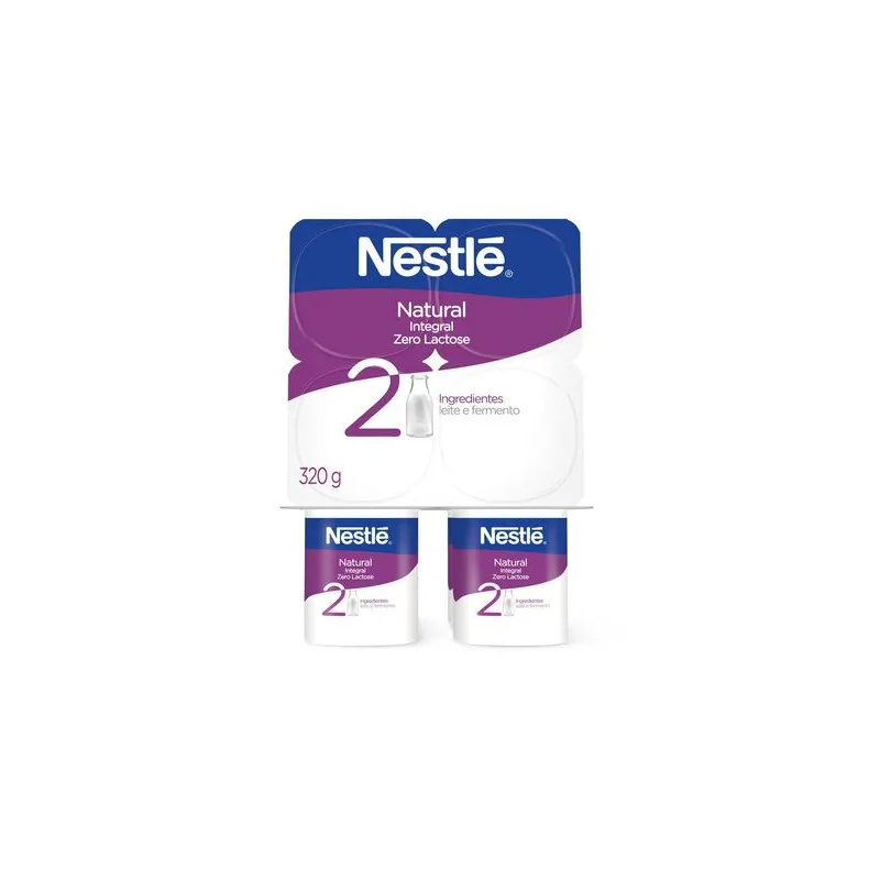 IOGURTE INTEGRAL NATURAL ZERO LACTOSE NESTLÉ BANDEJA 320G 4 UNIDADES