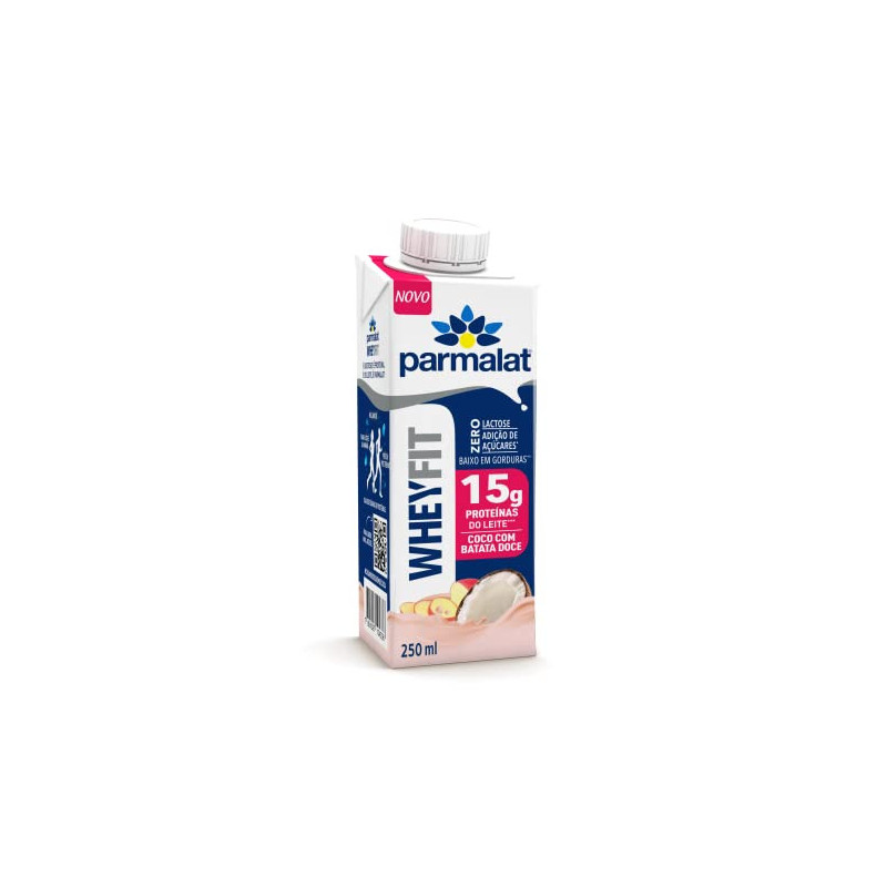 BEBIDA LÁCTEA UHT COCO COM BATATA-DOCE ZERO LACTOSE PARMALAT WHEYFIT CAIXA 250ML