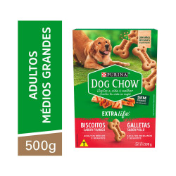 BISCOITO PARA CÃES ADULTOS RAÇAS MINIS E PEQUENAS FRANGO PURINA DOG CHOW POUCH 500G