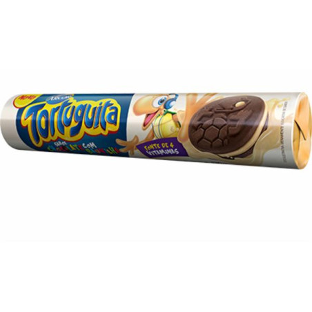 BISCOITO CHOCOLATE RECHEIO BAUNILHA TORTUGUITA PACOTE 120G