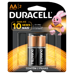 PILHA ALCALINA AA MN 1500B2 DURACELL PEQUENA 2 UNIDADES 1,5V