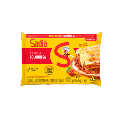 LASANHA BOLONHESA SADIA PACOTE 1KG EMBALAGEM ECONÔMICA