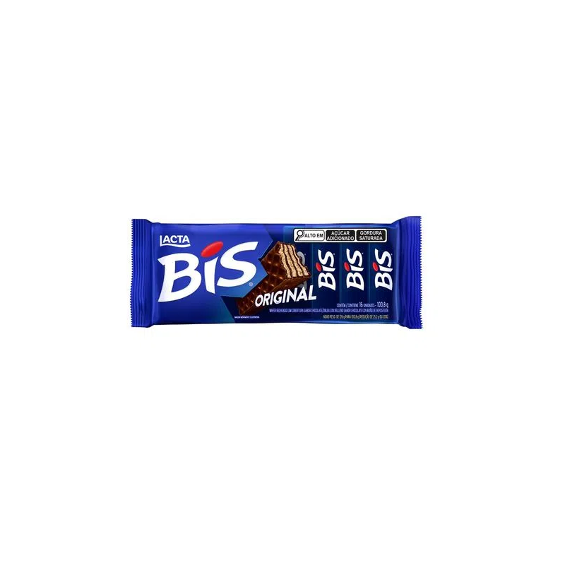 WAFER RECHEIO E COBERTURA CHOCOLATE LACTA BIS PACOTE 100,8G