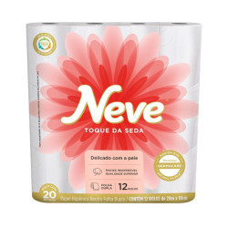 PAPEL HIGIÊNICO FOLHA DUPLA NEUTRO NEVE TOQUE DA SEDA 20M PACOTE 12 UNIDADES