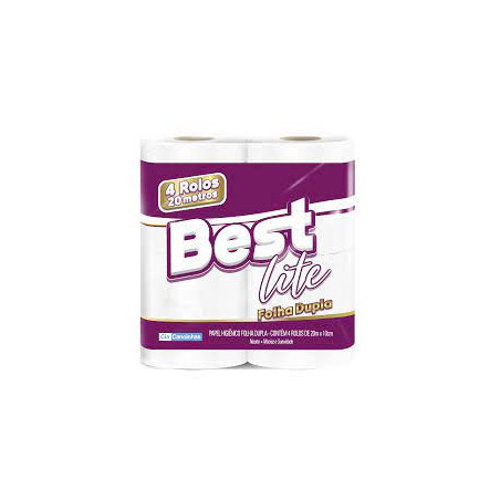 PAPEL HIGIÊNICO FOLHA DUPLA NEUTRO BEST LITE 20M PACOTE 4 UNIDADES