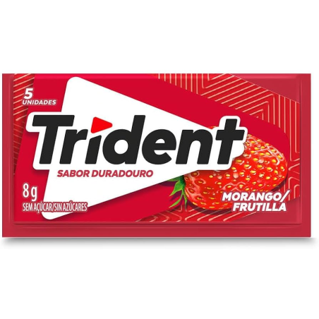 GOMA DE MASCAR MORANGO ZERO AÇÚCAR TRIDENT ENVELOPE 8G 5 UNIDADES