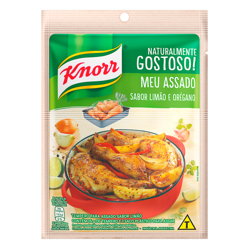 TEMPERO PÓ LIMÃO E ORÉGANO KNORR MEU ASSADO PACOTE 25G