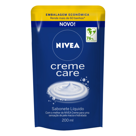 SABONETE LÍQUIDO NIVEA CREME CARE SACHÊ 200ML REFI