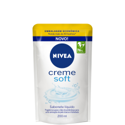 SABONETE LÍQUIDO NIVEA CREME SOFT SACHÊ 200ML REFIL