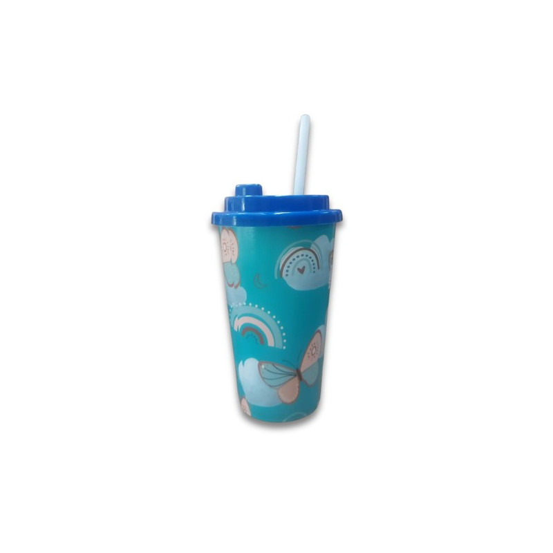 COPO C/ PINGENTE BORBOLETAS 440ML REF. 5158 PLASTICOS IDEAL
