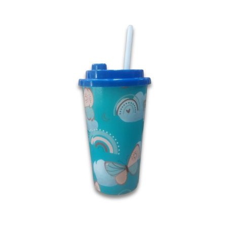 COPO C/ PINGENTE BORBOLETAS 440ML REF. 5158 PLASTICOS IDEAL