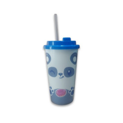 COPO C/ PINGENTE FOFO PANDA 440ML REF. 5164 PLASTICOS IDEAL