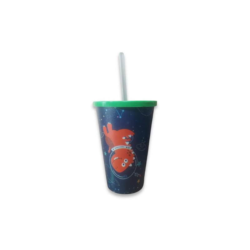 COPO CANUDO DINO KIDS 550ML REF. 5032 PLASTICOS IDEAL