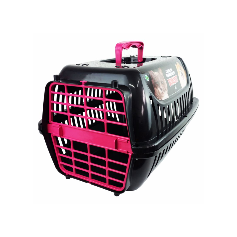 Caixa de Transporte Nº2 Premium Brinqpet - Preto e Rosa, Segurança e Conforto para Seu Pet