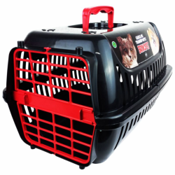Caixa de Transporte Nº2 Premium Brinqpet - Preto e Vermelho, Segurança e Conforto para Seu Pet