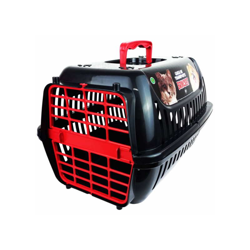 Caixa de Transporte Nº2 Premium Brinqpet - Preto e Vermelho, Segurança e Conforto para Seu Pet