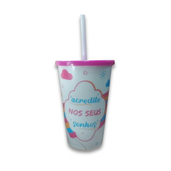 COPO CANUDO UNICORNIO 550ML REF. 471B PLASTICOS IDEAL