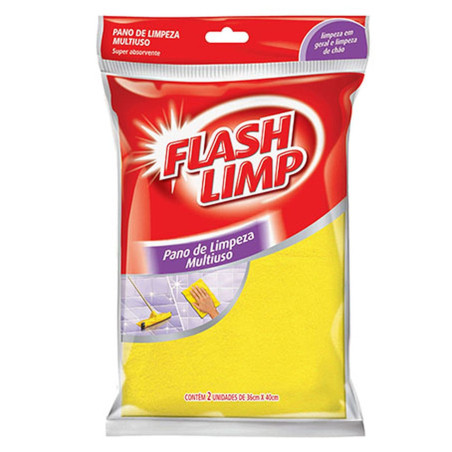 PANO MULTIUSO C/ 2PÇS AMARELO 36X40 FLP4540 FLASH LIMP