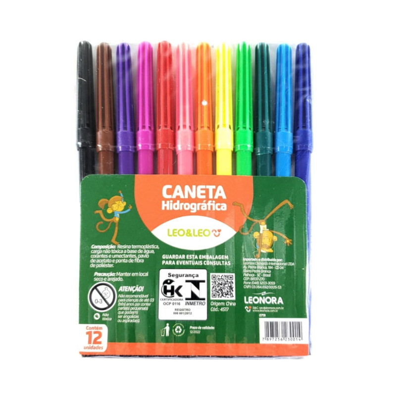 CANETA HIDROGRAFICA PCT C/12 CORES  RF4517 LEO&LEO