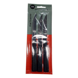 JOGO FACA CHURRASCO 3PCS CB PLASTICO PRETO - OPA - CARTELA MARTINAZZO REF.65335/5